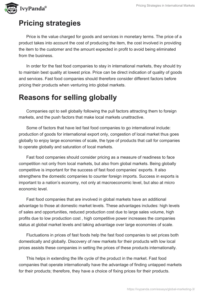 Pricing Strategies in International Markets. Page 2