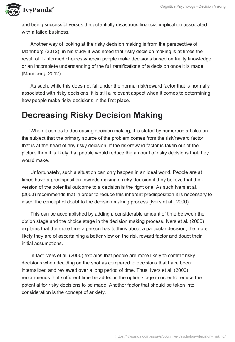 Cognitive Psychology - Decision Making. Page 3
