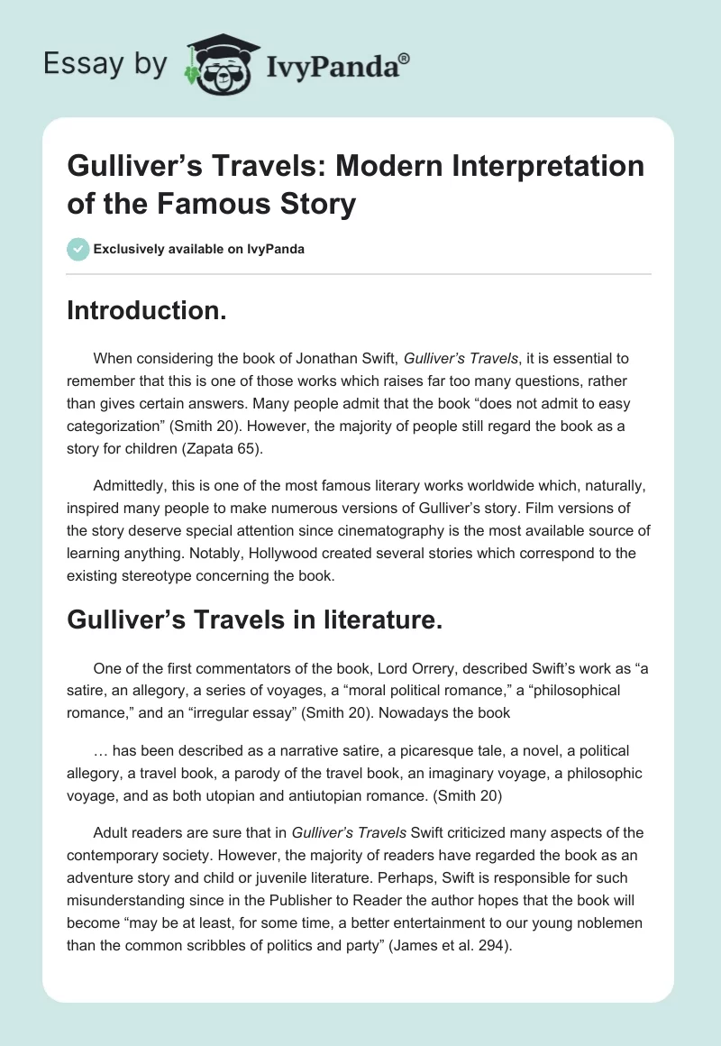 Gulliver’s Travels: Modern Interpretation of the Famous Story. Page 1