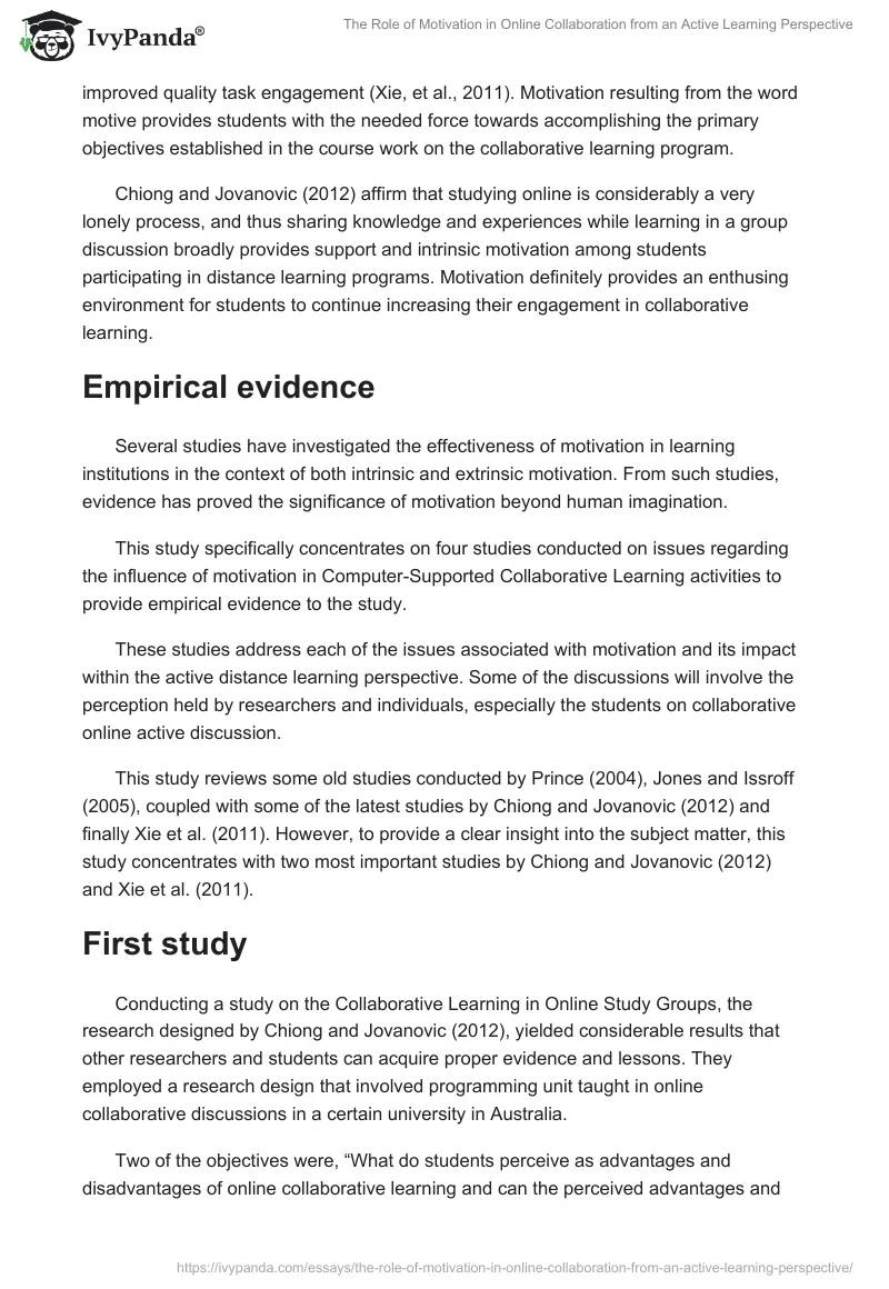 The Role of Motivation in Online Collaboration From an Active Learning Perspective. Page 4