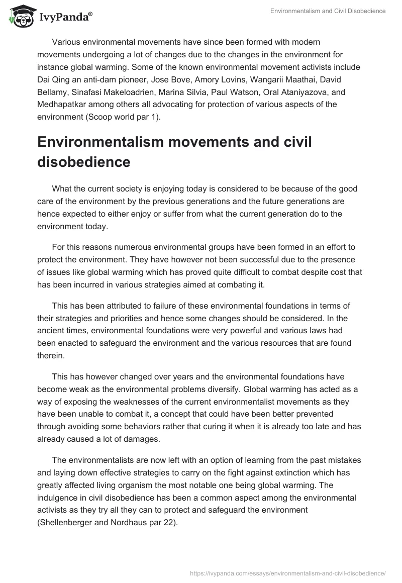 Environmentalism and Civil Disobedience. Page 2