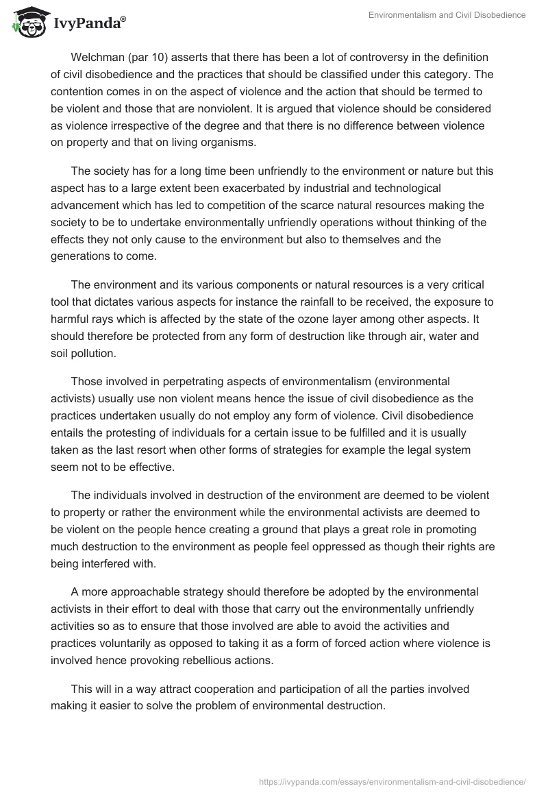 Environmentalism and Civil Disobedience. Page 3