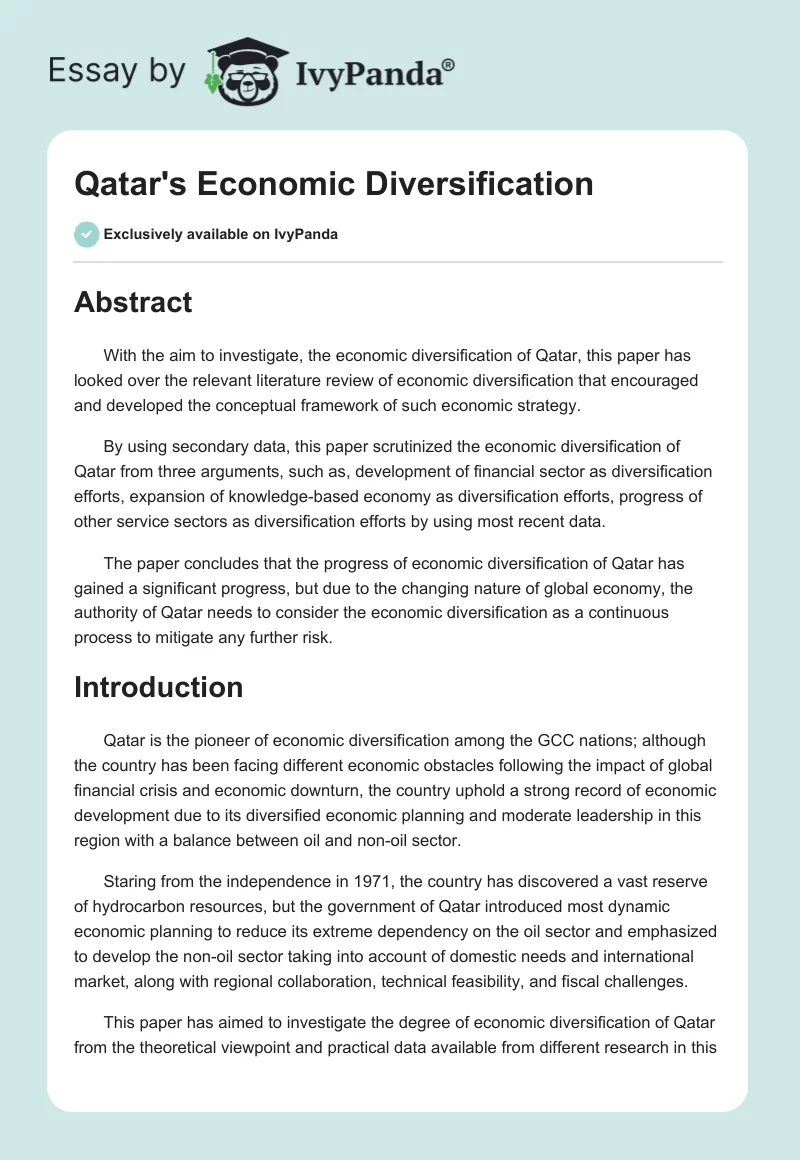 Qatar's Economic Diversification. Page 1
