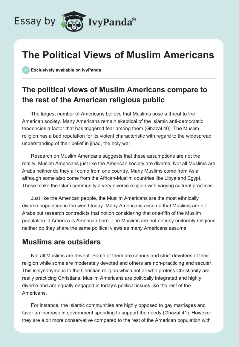 The Political Views of Muslim Americans. Page 1