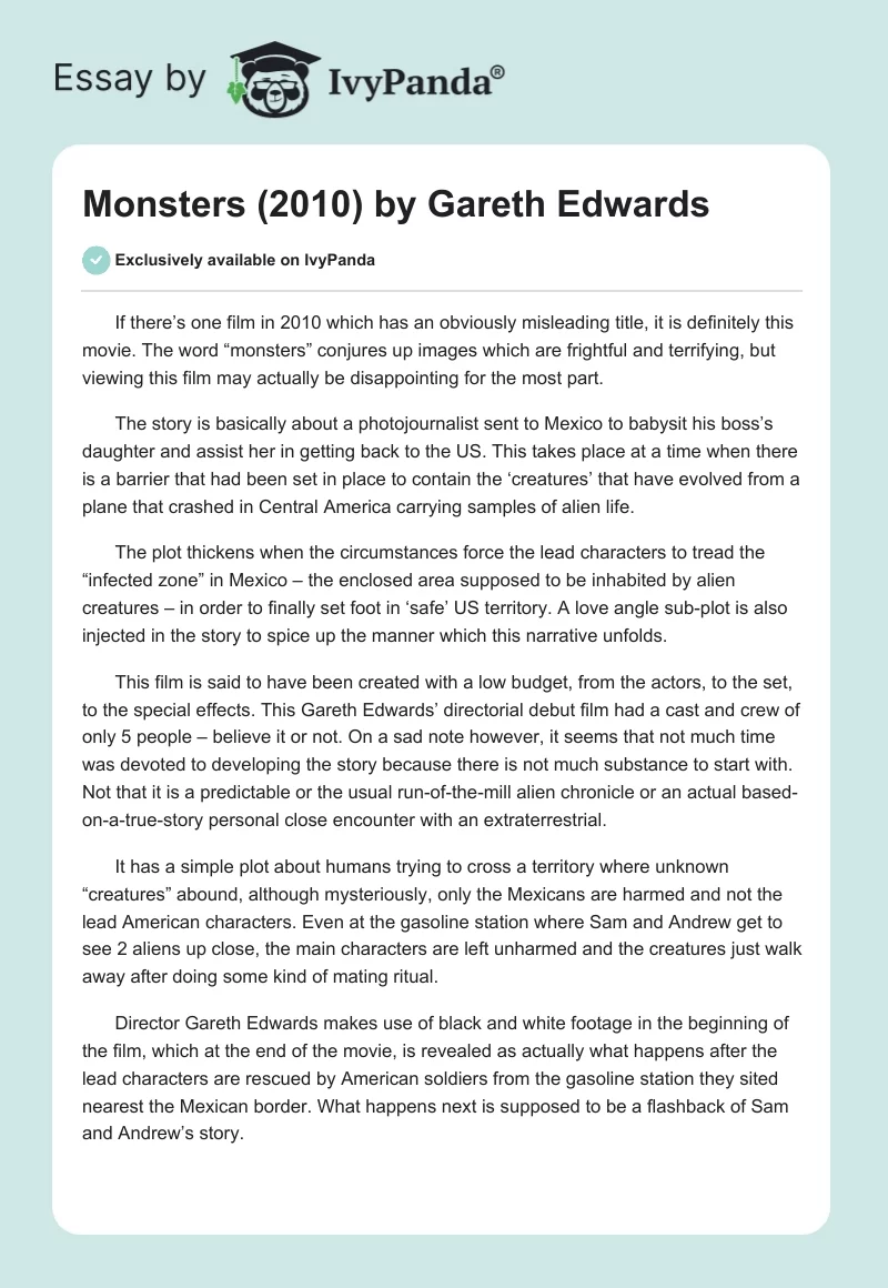 Monsters (2010) by Gareth Edwards. Page 1