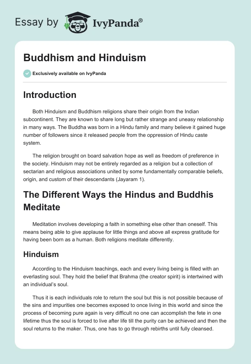 Buddhism and Hinduism. Page 1