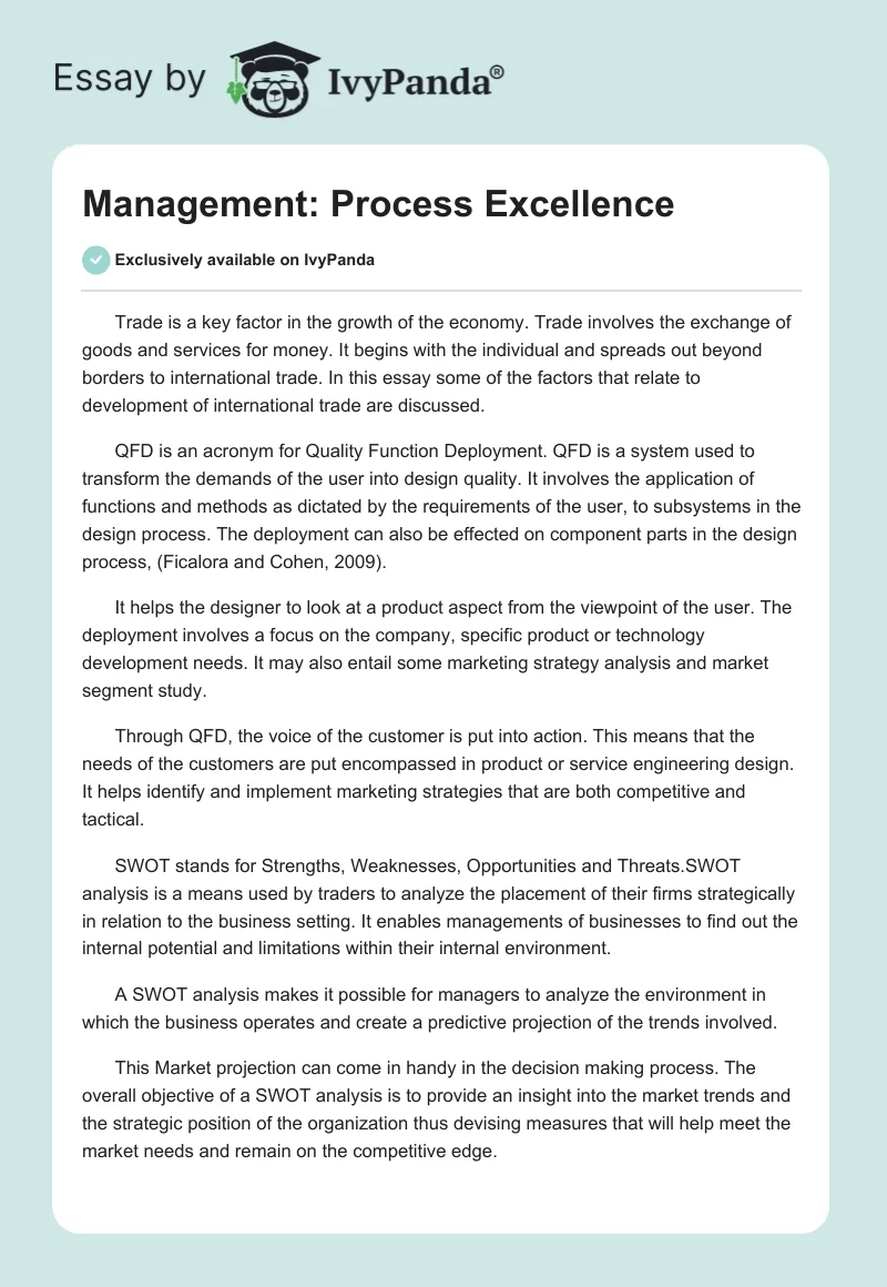 Management: Process Excellence. Page 1