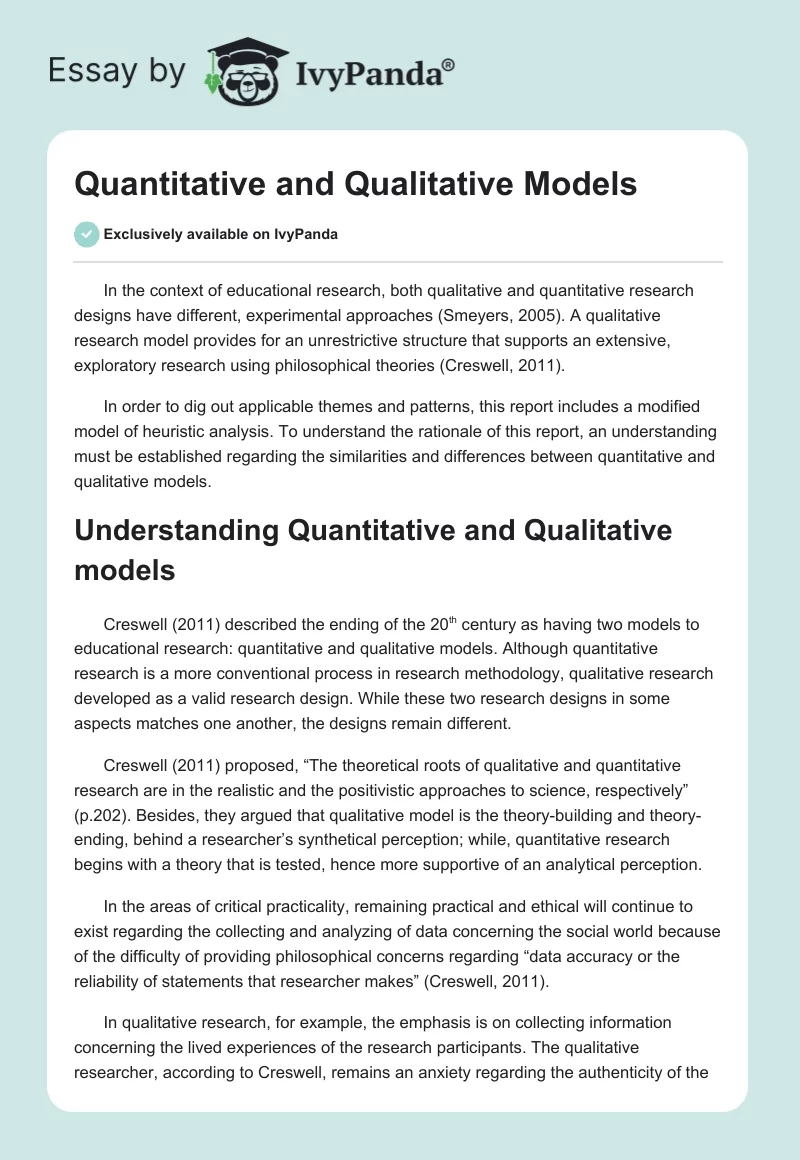 Quantitative and Qualitative Models. Page 1