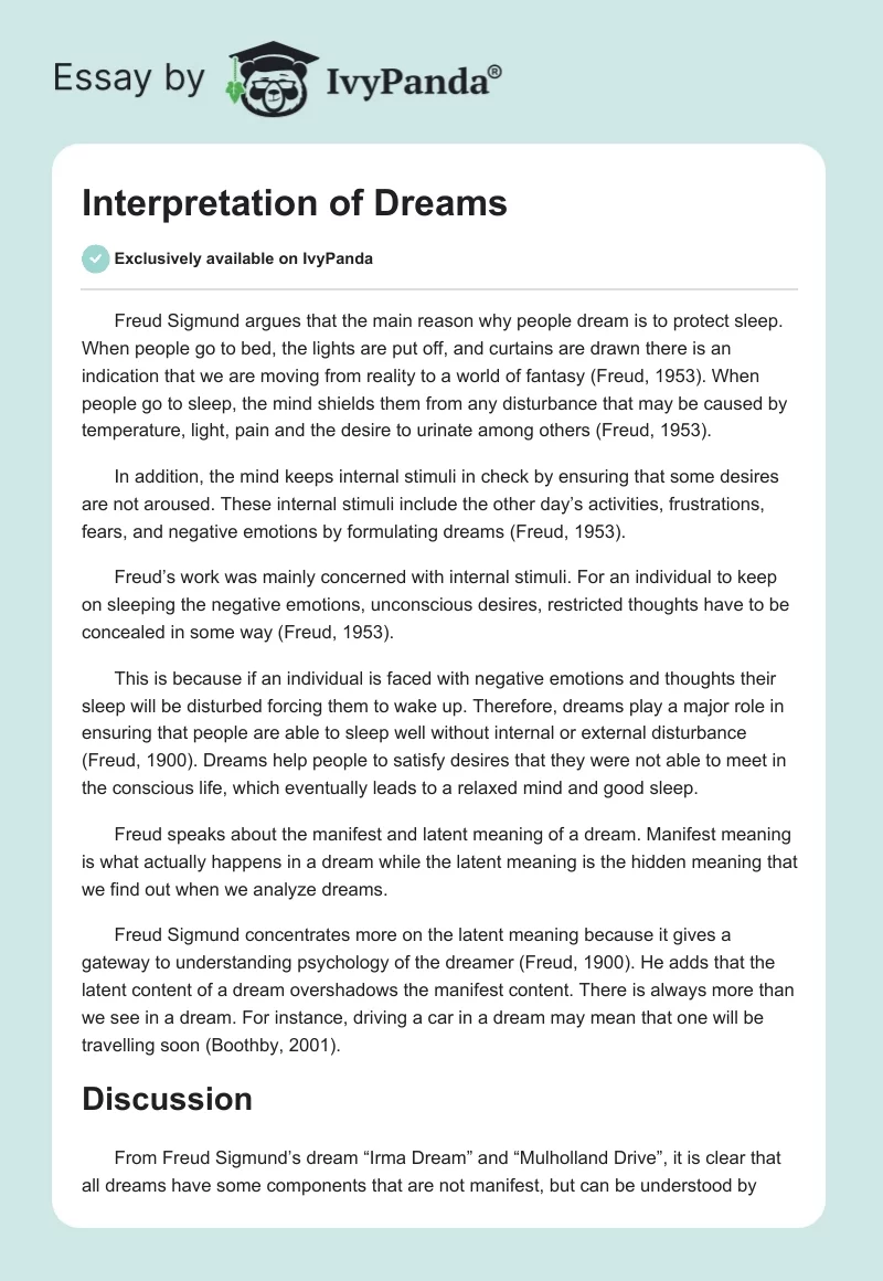 Interpretation of Dreams. Page 1