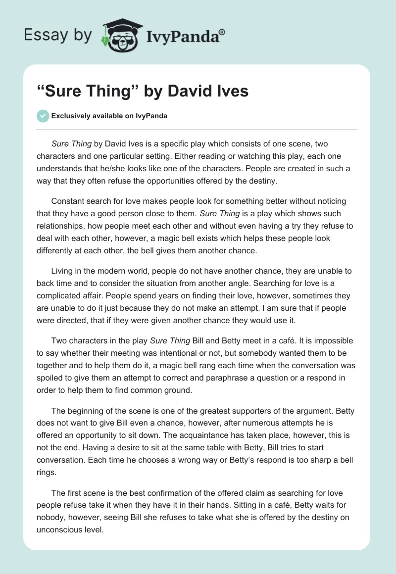 “Sure Thing” by David Ives. Page 1