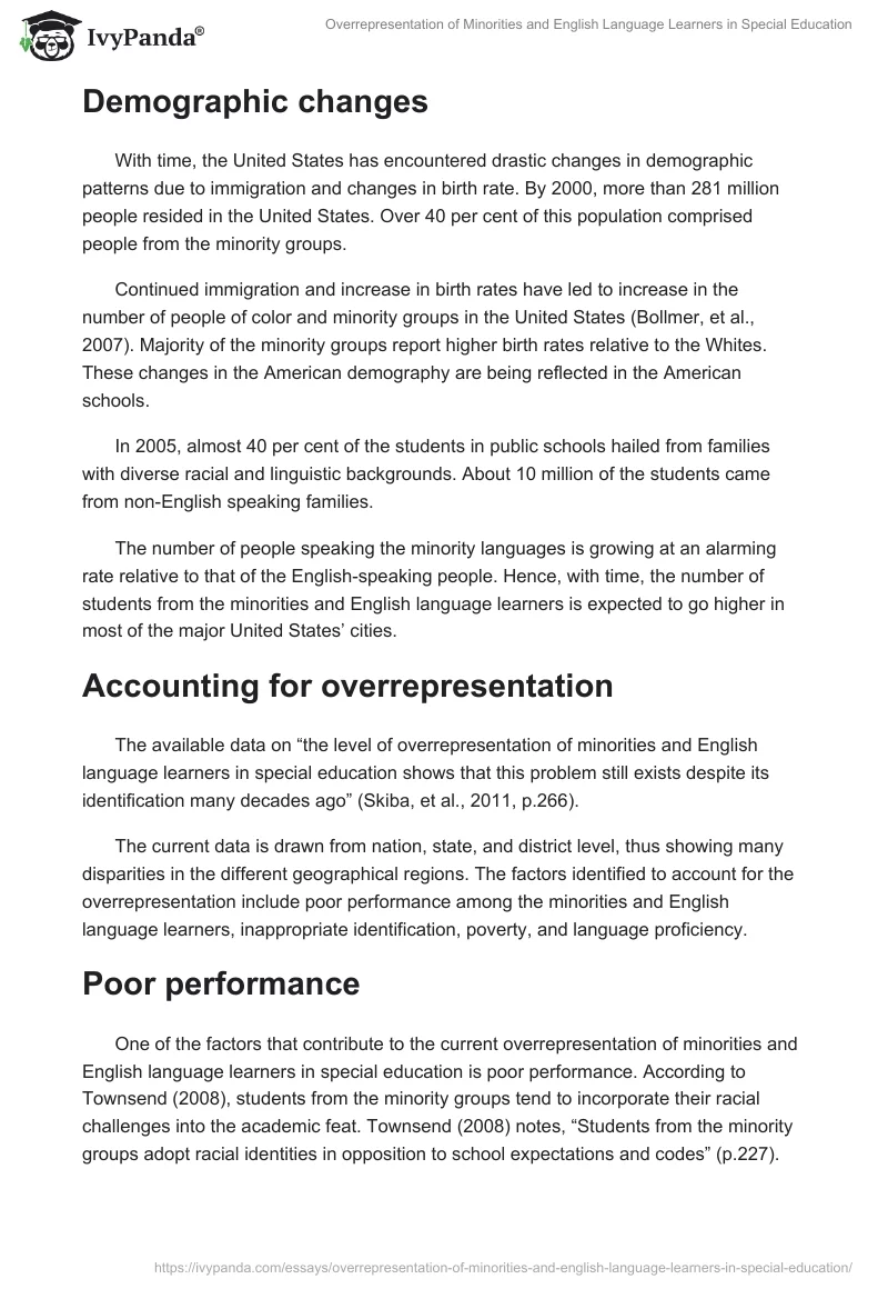 Overrepresentation of Minorities and English Language Learners in Special Education. Page 3