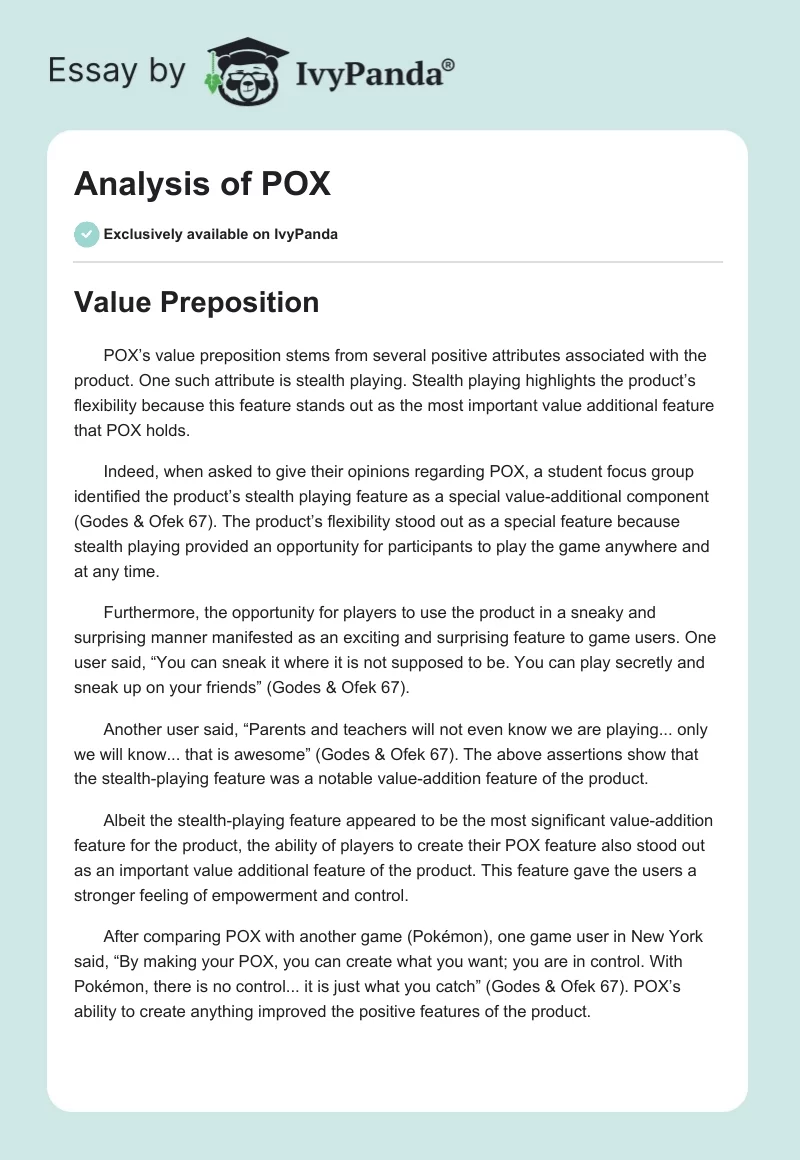 Analysis of POX. Page 1