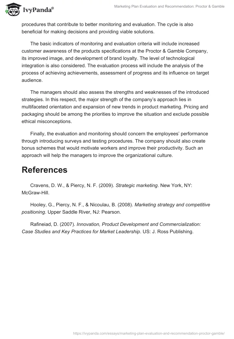 Marketing Plan Evaluation and Recommendation: Proctor & Gamble. Page 4