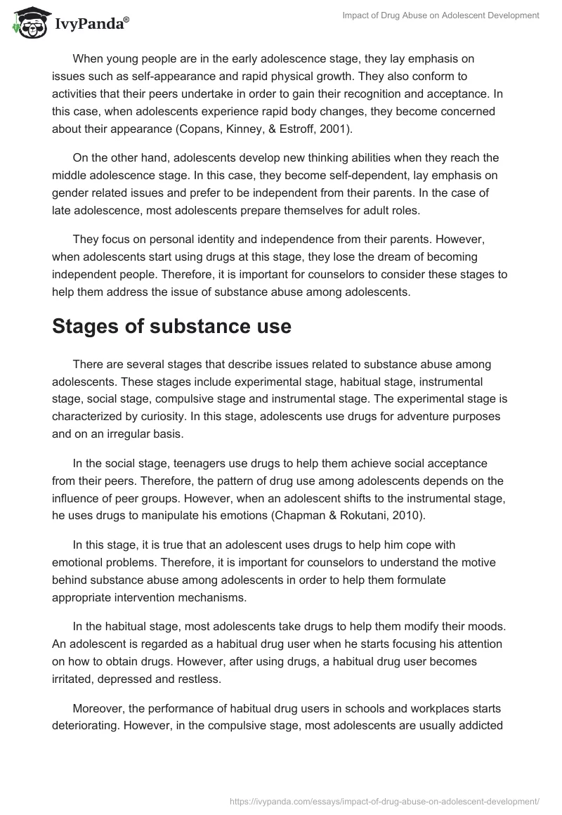 Impact of Drug Abuse on Adolescent Development. Page 2