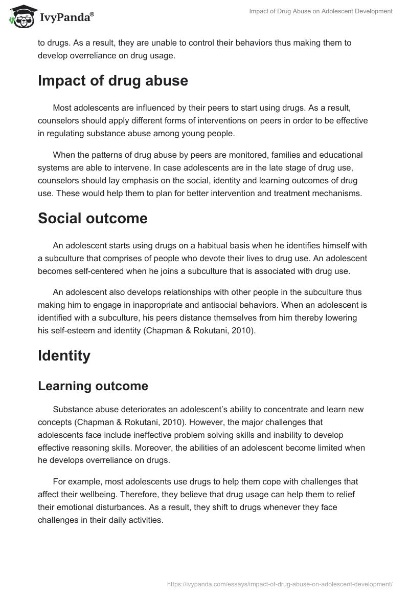 Impact of Drug Abuse on Adolescent Development. Page 3