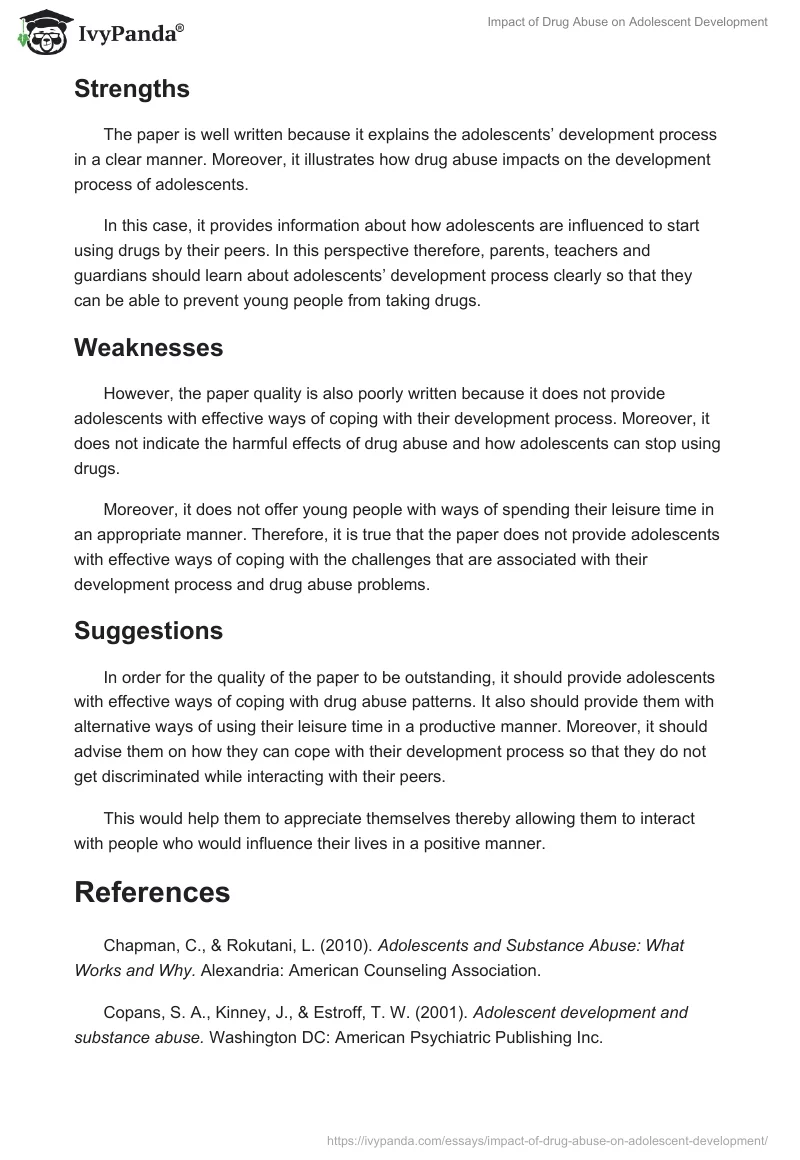 Impact of Drug Abuse on Adolescent Development. Page 4