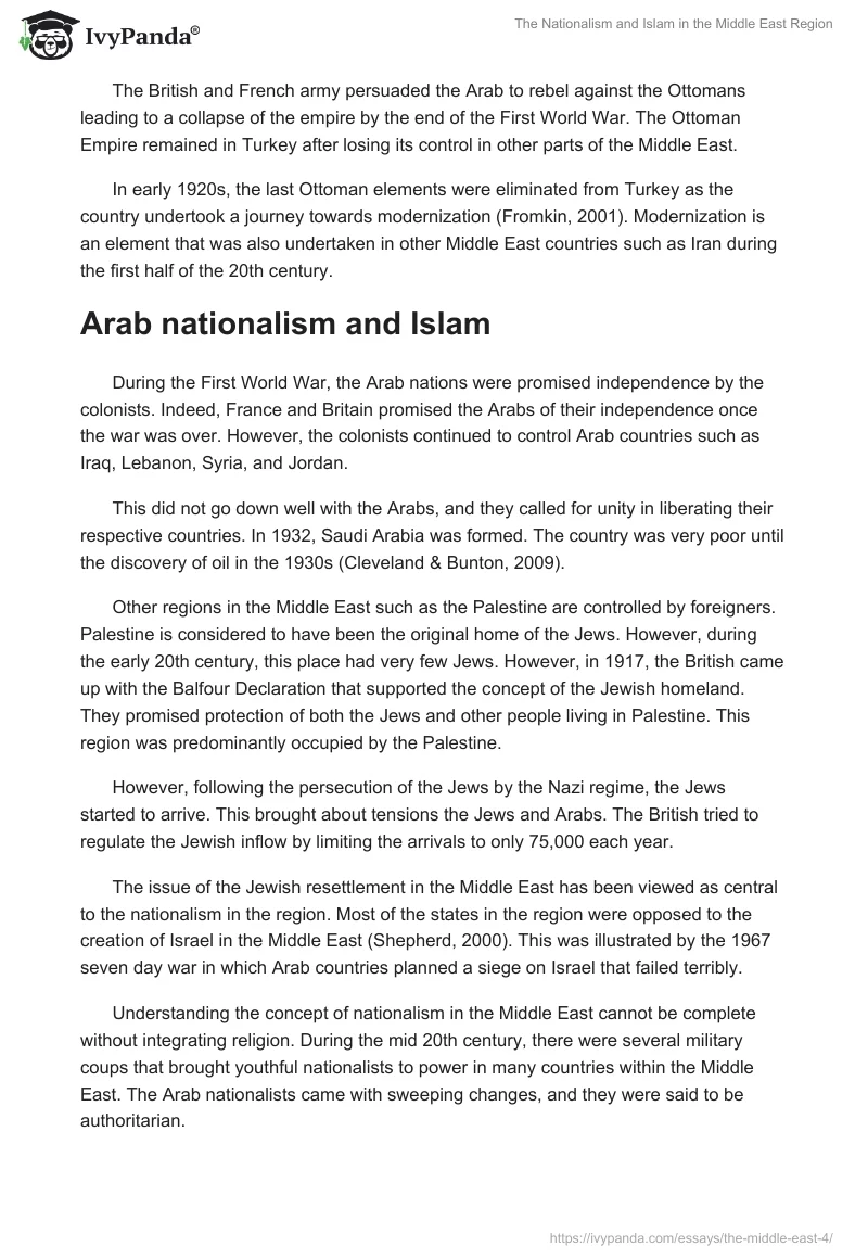The Nationalism and Islam in the Middle East Region. Page 2