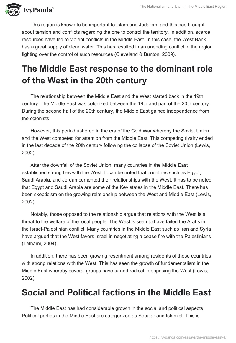 The Nationalism and Islam in the Middle East Region. Page 4