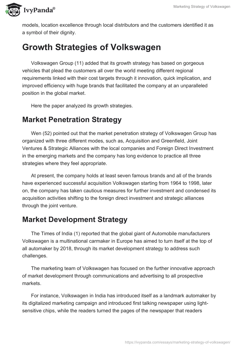 Marketing Strategy of Volkswagen. Page 2
