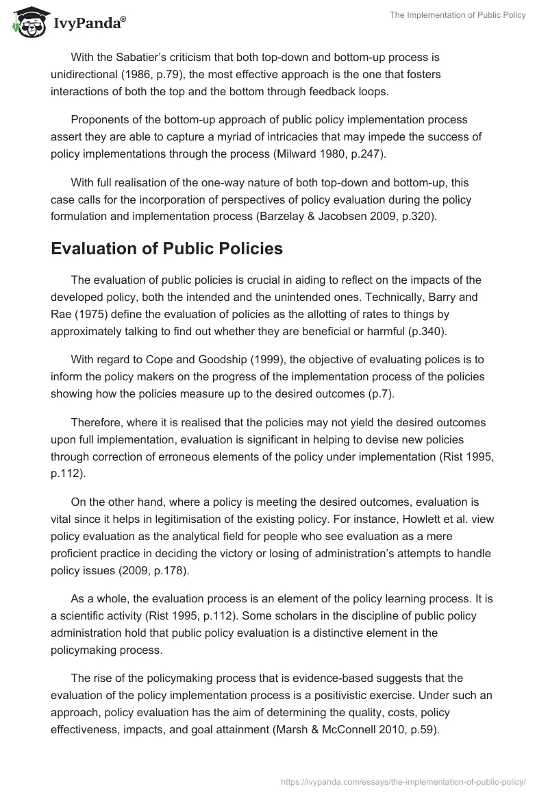 The Implementation of Public Policy. Page 4