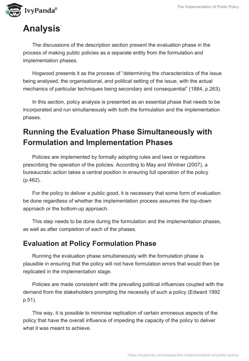 The Implementation of Public Policy. Page 5