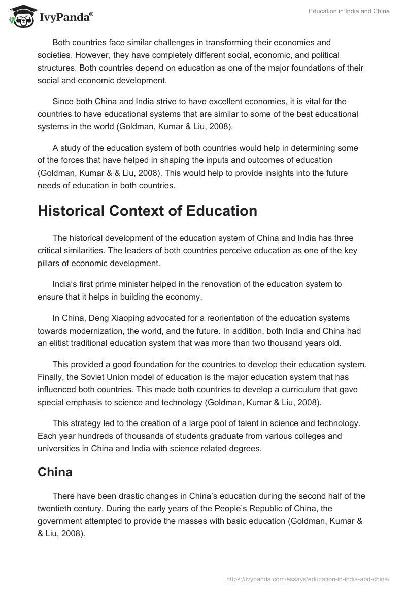 Education in India and China. Page 2