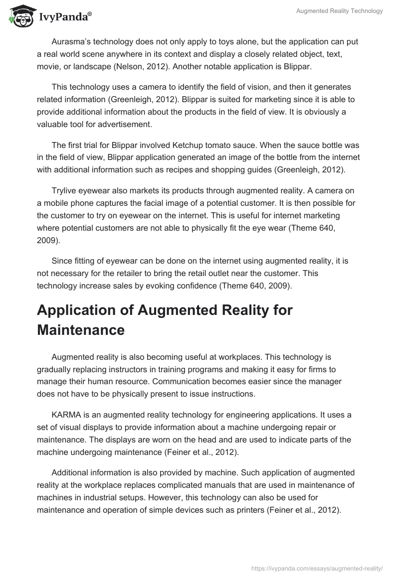 Augmented Reality Technology. Page 2