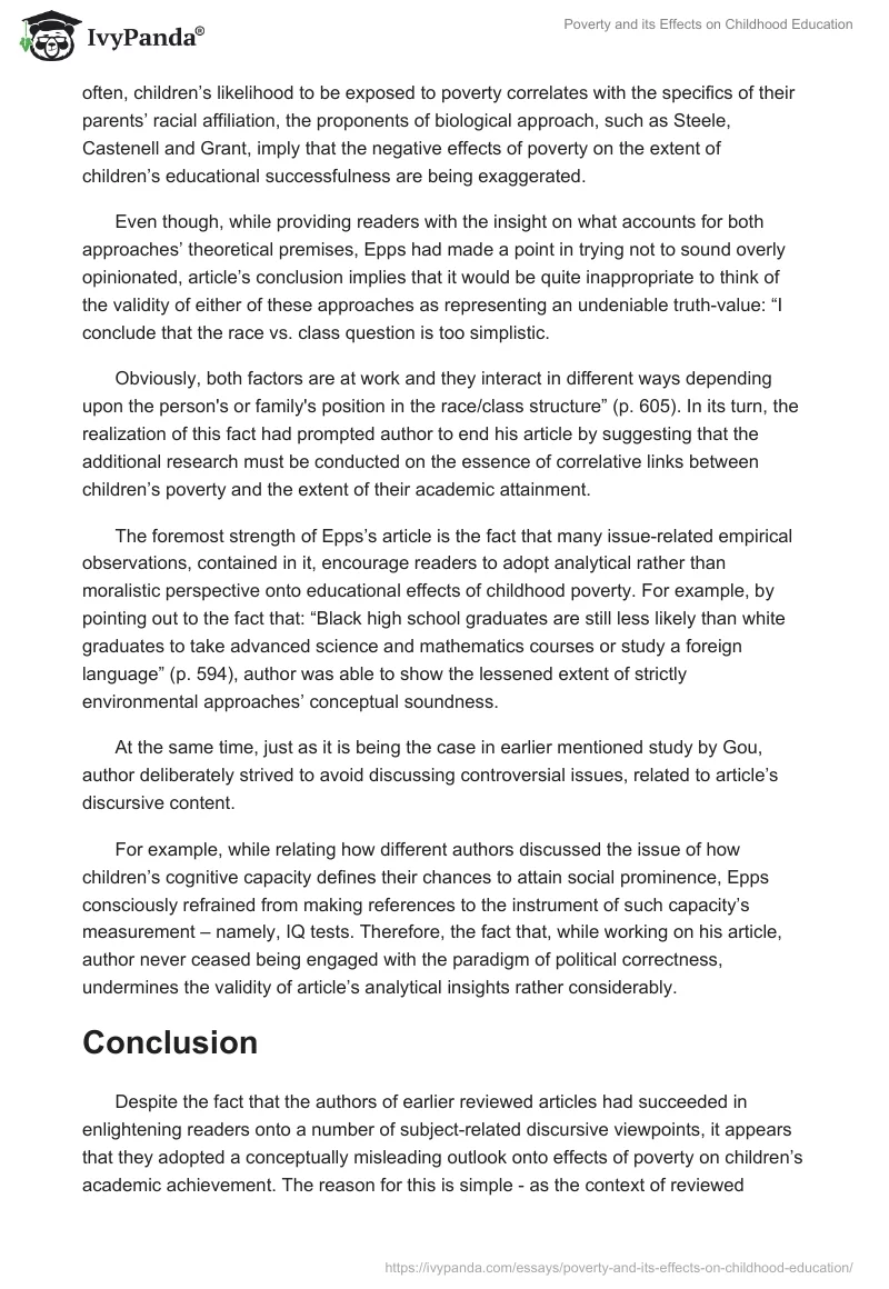 Poverty and Its Effects on Childhood Education. Page 5