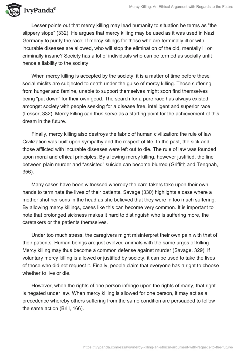 Mercy Killing: An Ethical Argument with Regards to the Future. Page 3