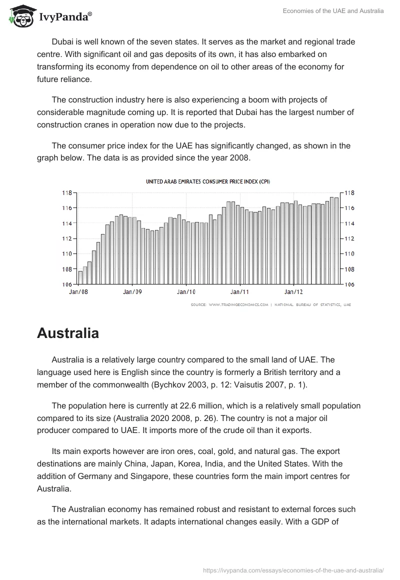 Economies of the UAE and Australia. Page 3