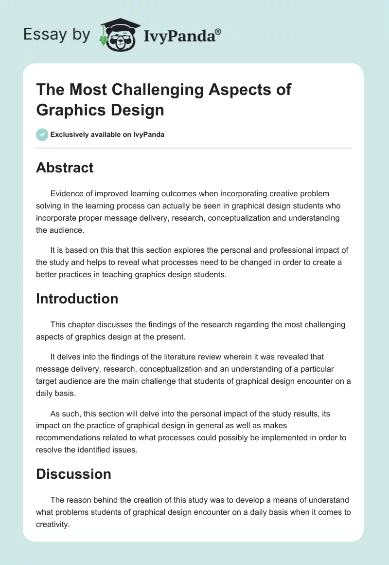 The Most Challenging Aspects of Graphics Design. Page 1