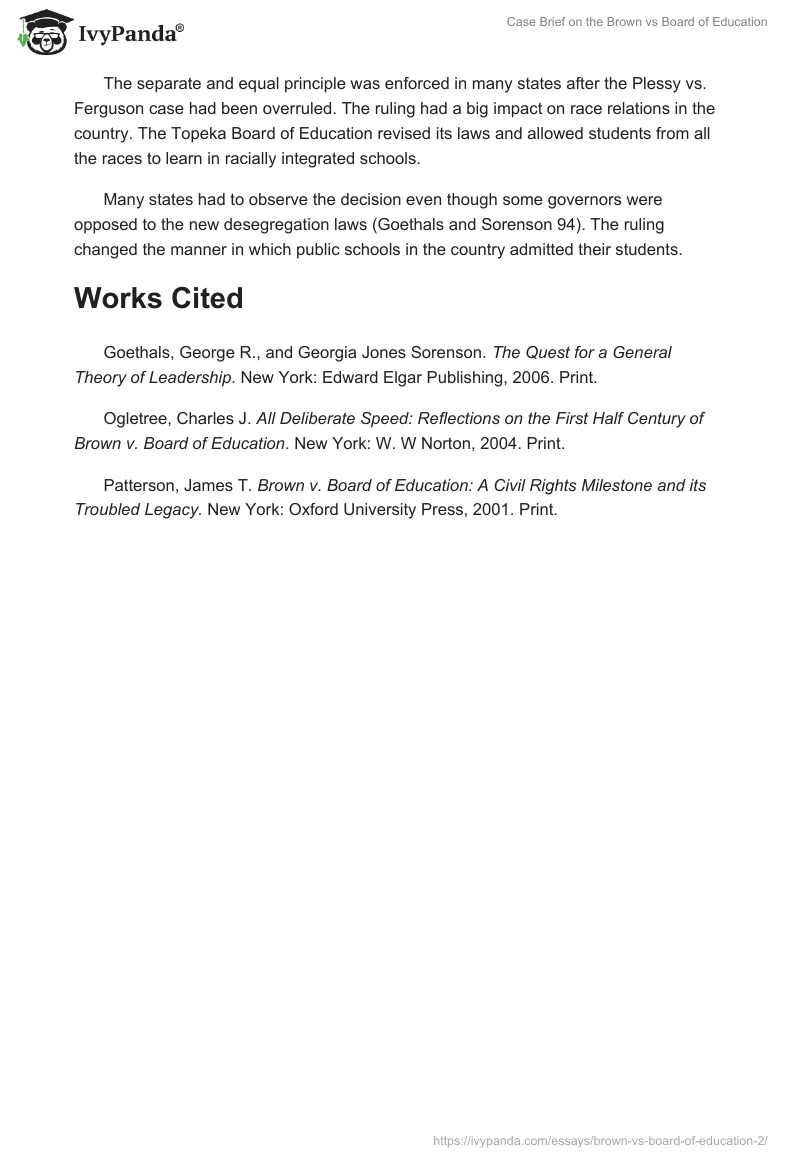Case Brief on the Brown vs Board of Education. Page 4