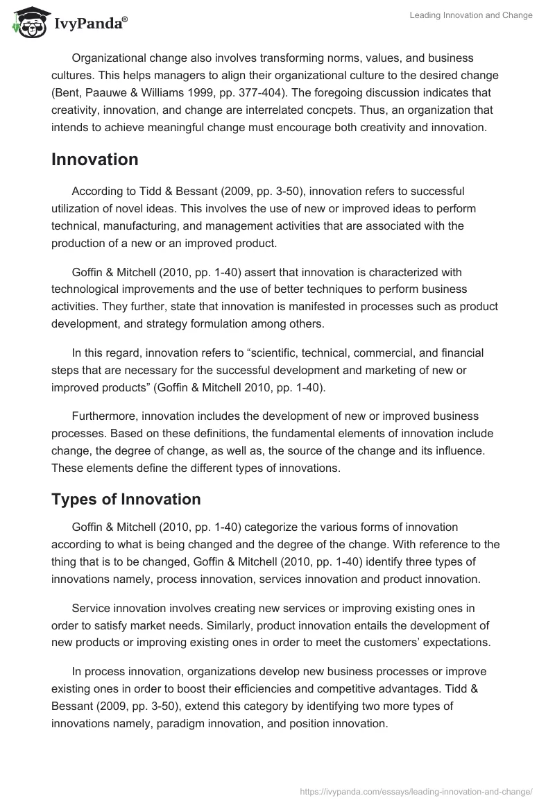 Leading Innovation and Change. Page 3