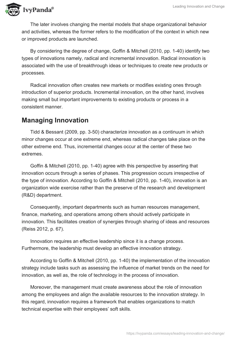Leading Innovation and Change. Page 4