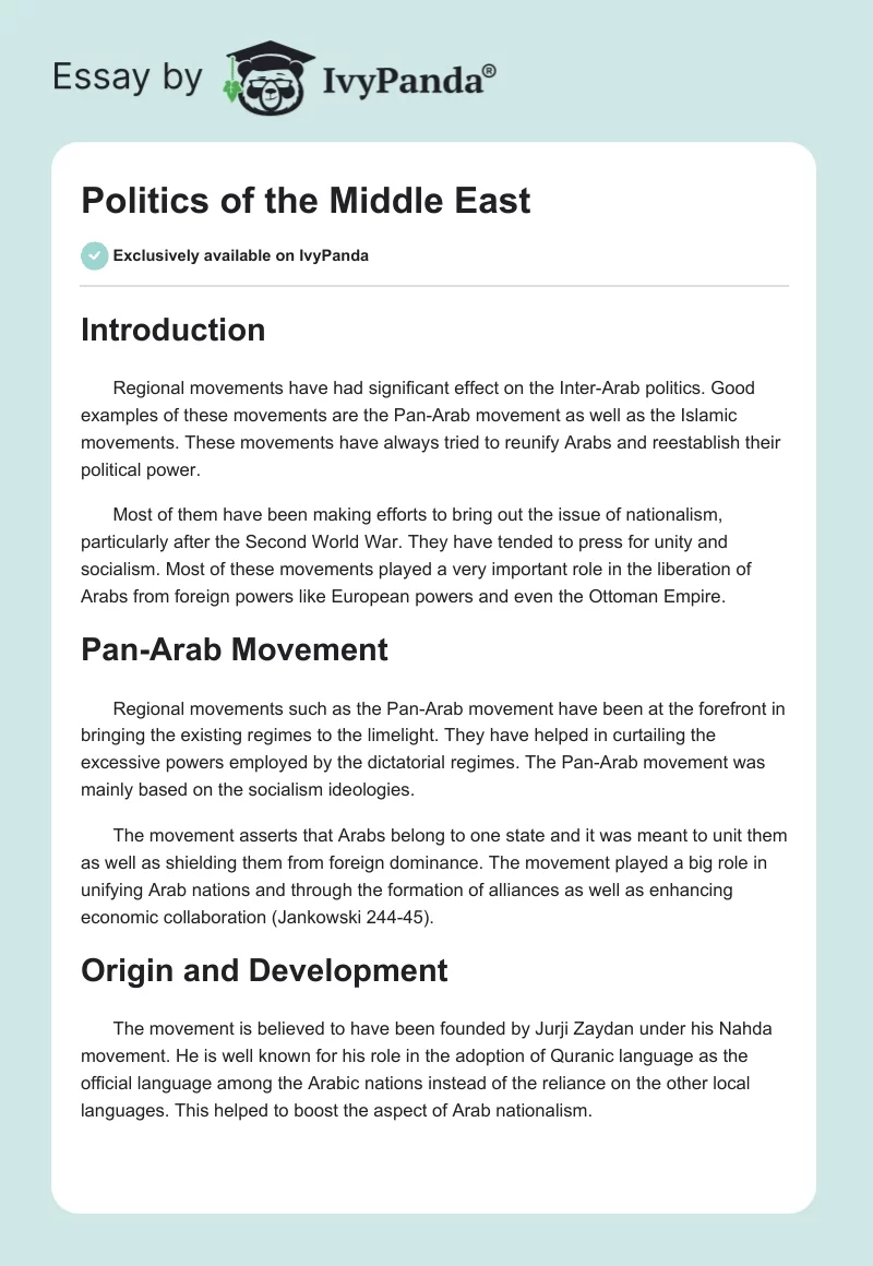 Politics of the Middle East. Page 1