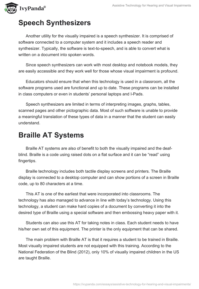 Assistive Technology for Hearing and Visual Impairments. Page 2