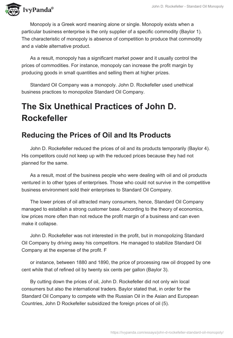John D. Rockefeller - Standard Oil Monopoly. Page 2