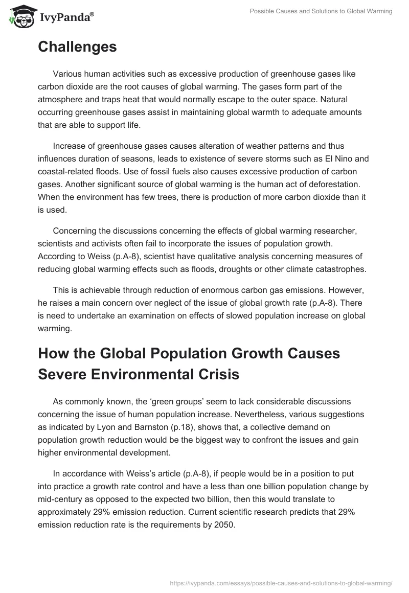 Possible Causes and Solutions to Global Warming. Page 2