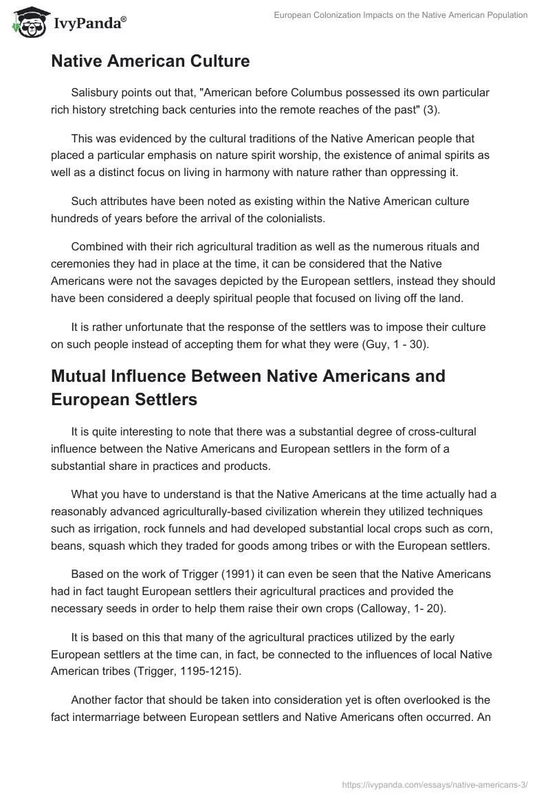 European Colonization Impacts on the Native American Population. Page 3