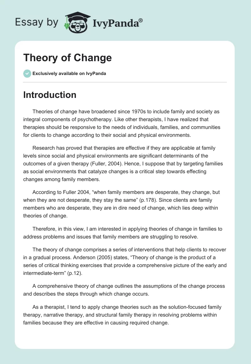 Theory of Change. Page 1