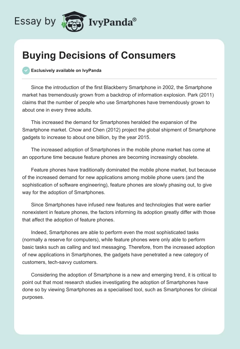 Buying Decisions of Consumers. Page 1