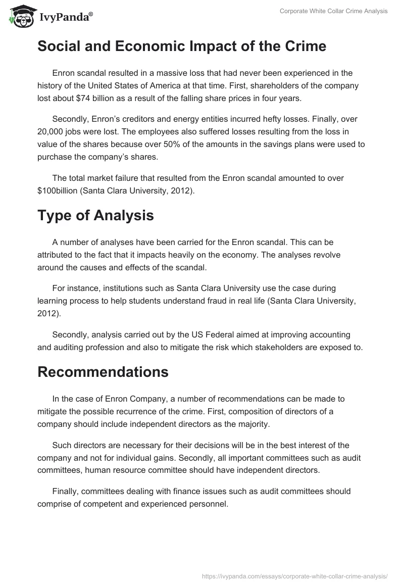 Corporate White Collar Crime Analysis. Page 3