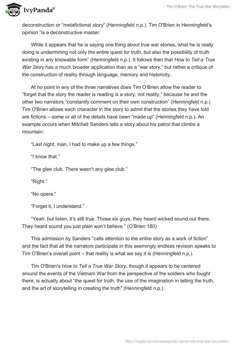 Tim O’Brien: The True War Storyteller. Page 4