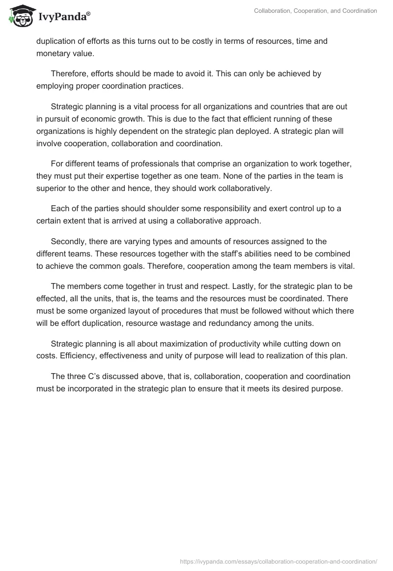Collaboration, Cooperation, and Coordination. Page 2