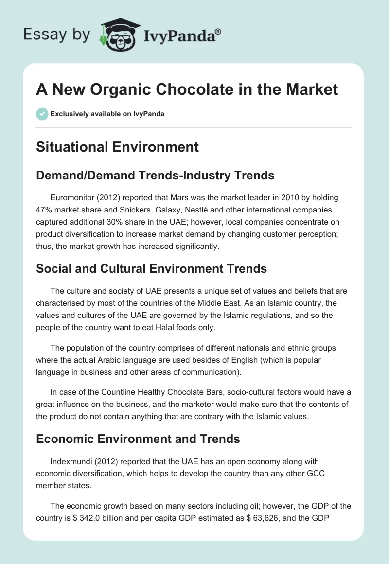 A New Organic Chocolate in the Market. Page 1