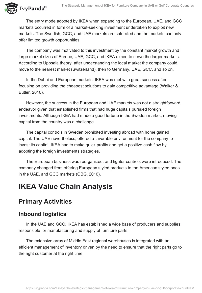 The Strategic Management of IKEA for Furniture Company in UAE or Gulf Corporate Countries. Page 3