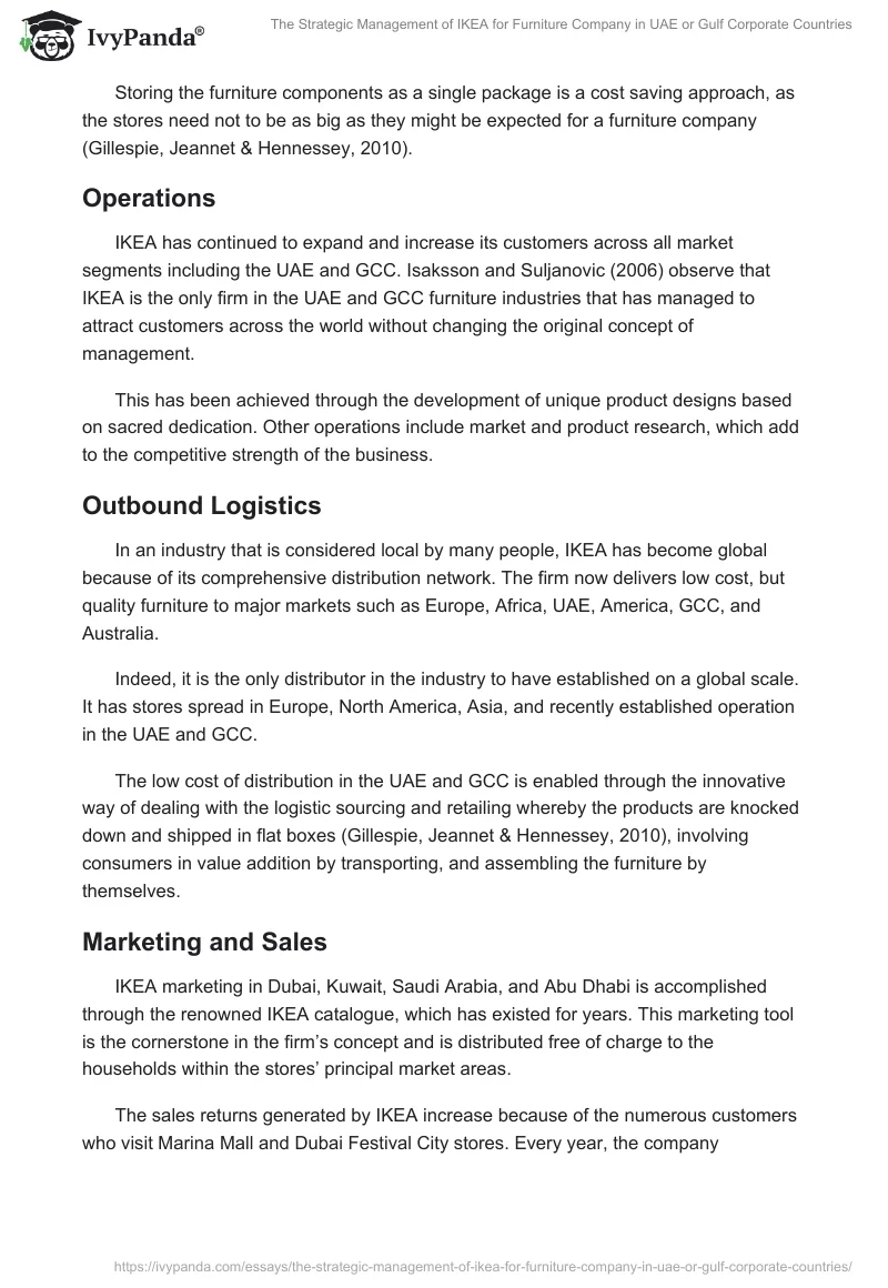 The Strategic Management of IKEA for Furniture Company in UAE or Gulf Corporate Countries. Page 4