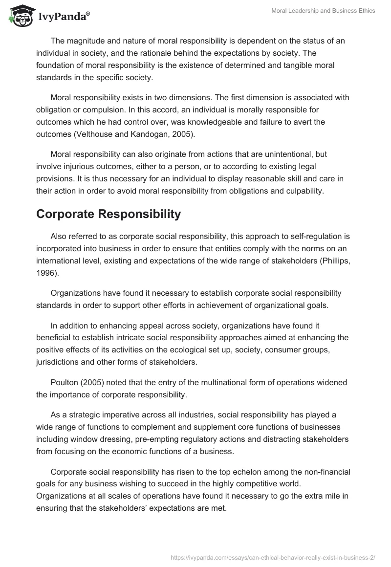 Moral Leadership and Business Ethics. Page 3