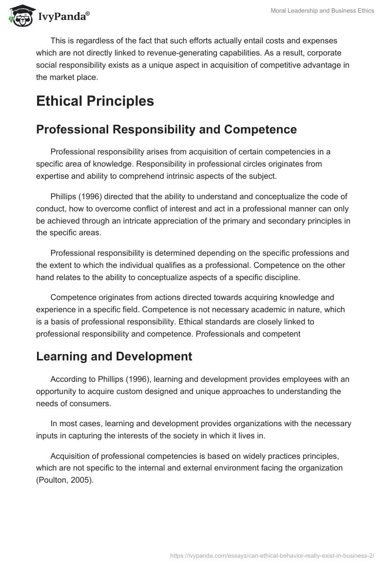 Moral Leadership and Business Ethics. Page 4