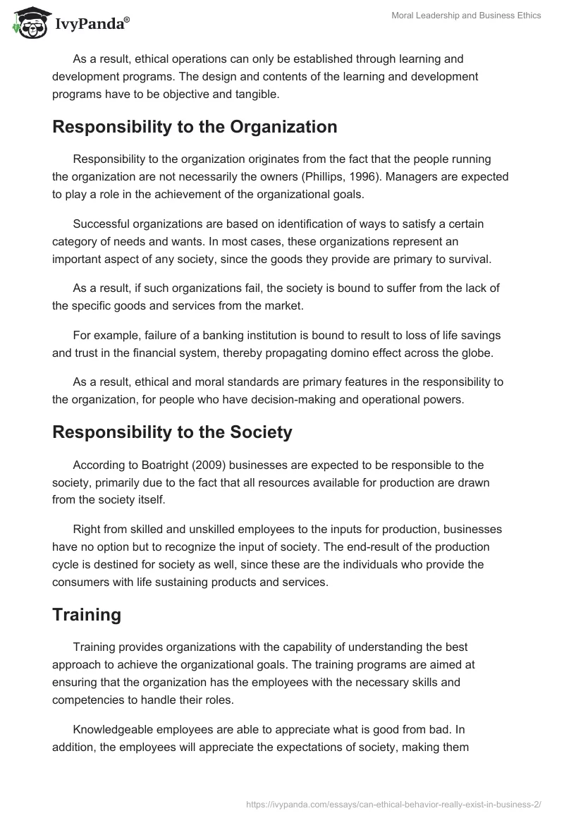 Moral Leadership and Business Ethics. Page 5